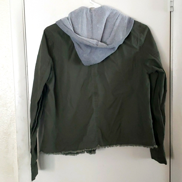 Hippie Rose Olive Hoodie Distressed Boho Jacket Size Medium - Picture 8 of 10